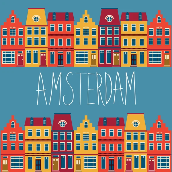 Lindas casas de Amsterdam conjunto — Vector de stock