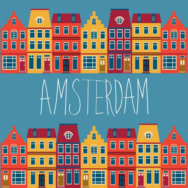 Cute Amsterdam houses set — Stock Vector