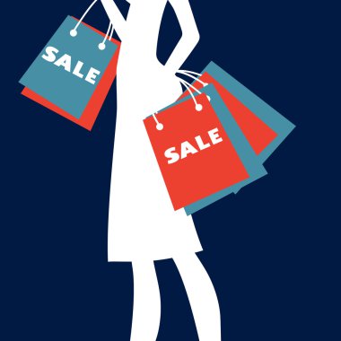 Alışveriş satış bir kadın silüeti.