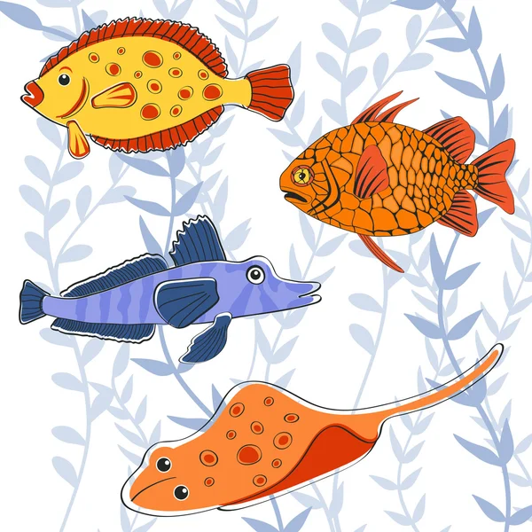 Peces coloridos — Vector de stock