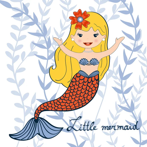 Illustration of a beautiful little mermaid — Stock Vector