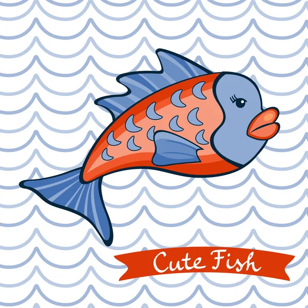 Illustrazione del carattere carino pesce — Vettoriale Stock