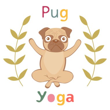 Yoga yaparken pug bir çizimi