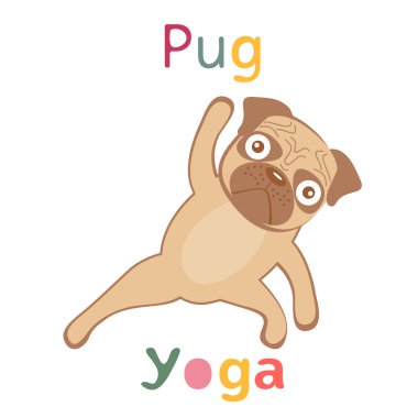 Yoga yaparken pug bir çizimi