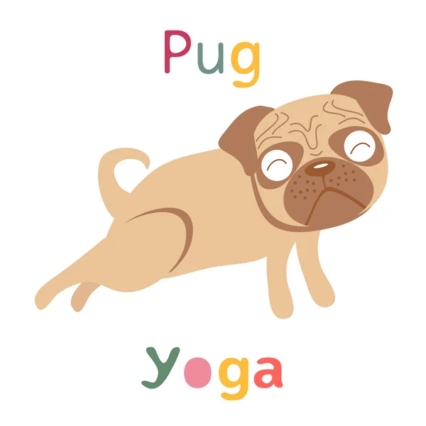 Uma ilustração de pug fazendo ioga — Vetor de Stock