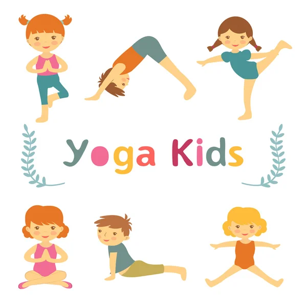 Cute yoga kids — Stock Vector