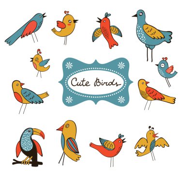 Şirin komik kuşlar topluluğu