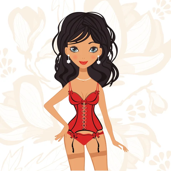 Sexy beautiful woman in lingerie — Stock Vector