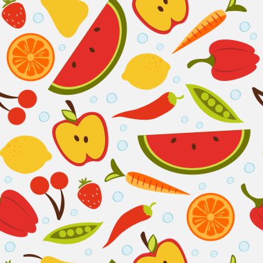 Meyve ve sebze ile güzel seamless modeli