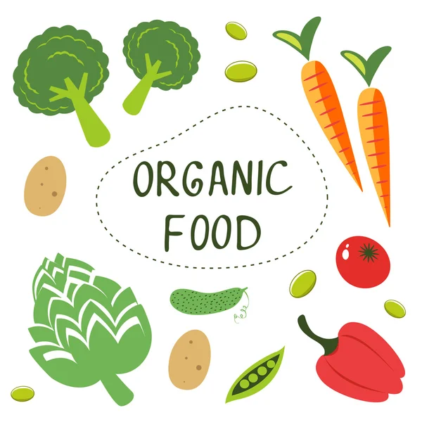 Kolekce barevné organické potraviny — Stockový vektor