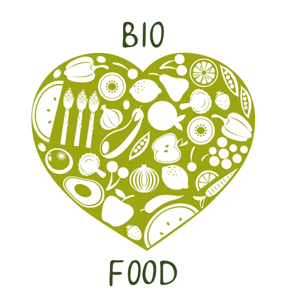Ogranic food concept card mit frischem Gemüse — Stockvektor