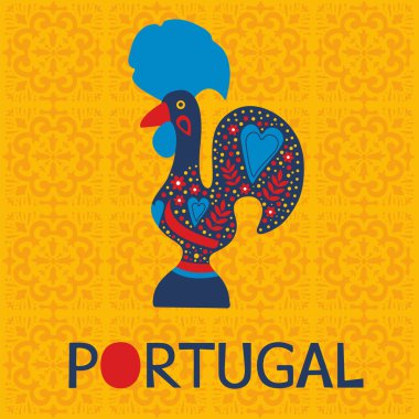 Illustration of decorated Barcelos rooster symbol of Portugal clipart