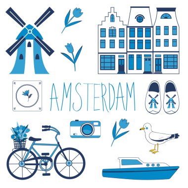 Renkli Amsterdam Icons set ile ilgili