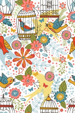 renkli çiçek açan çiçekler seamless modeli