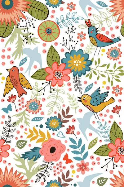 Colorful blooming flowers seamless pattern — Stock Vector