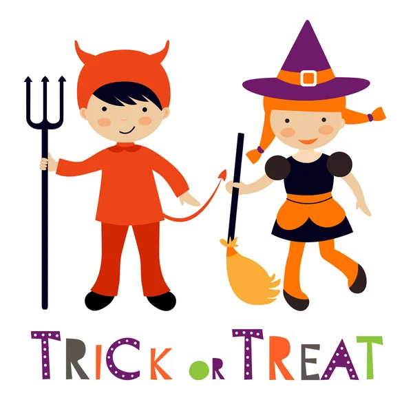 Schattig kleurrijke Halloween kids set — Stockvector