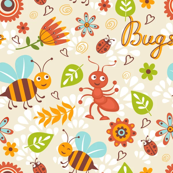 Bugs bonito padrão sem costura colorido —  Vetores de Stock