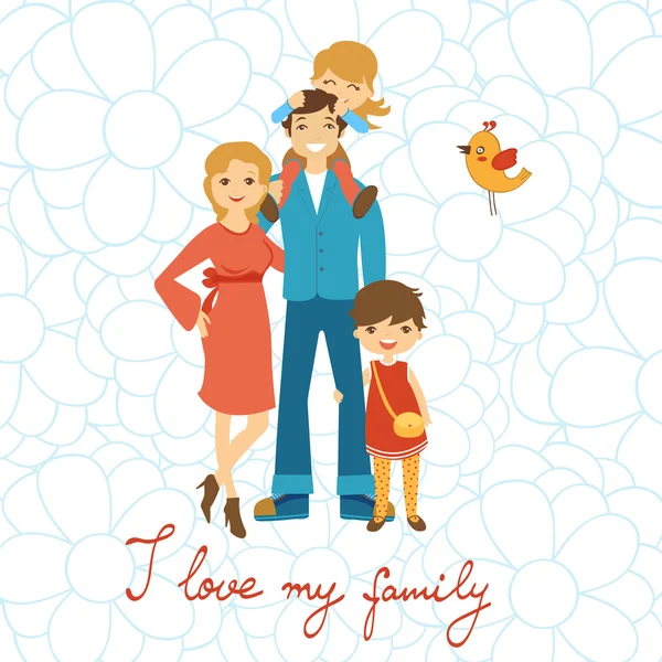 Felice illustrazione di famiglia — Vettoriale Stock