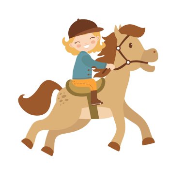 Sevimli küçük kız bir binicilik