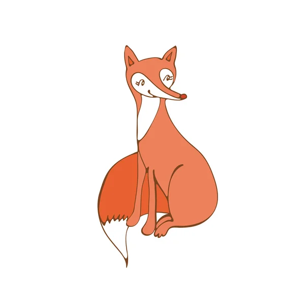 Illustrazione colorata disegnata a mano del carattere della volpe — Vettoriale Stock