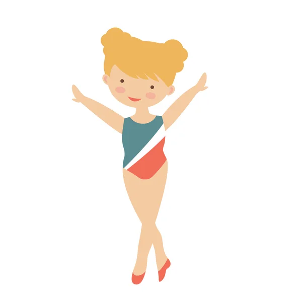 Pequeño personaje de chica gimnasta — Vector de stock