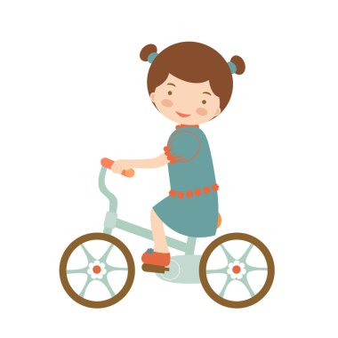 Cute little girl riding a bike clipart