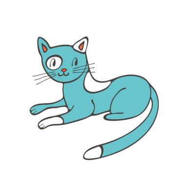 Sevimli yerli kedi resmi elle çizilmiş