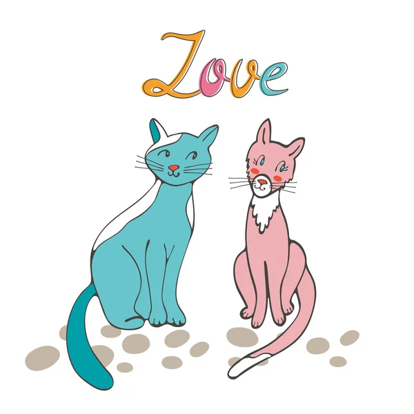 Пара романтичних кішок — стоковий вектор
