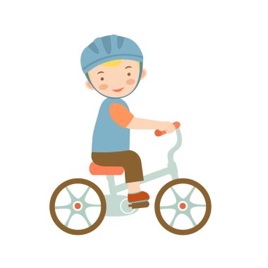 Sevimli küçük çocuk Bisiklete binmek