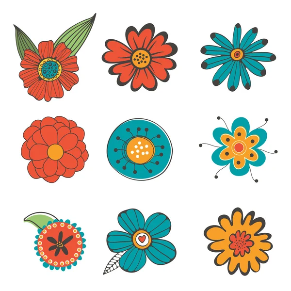 花の装飾的な要素の美しいコレクション — ストックベクタ