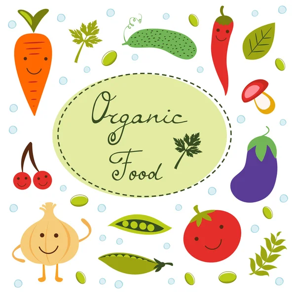 Collection colorée d'aliments biologiques — Image vectorielle