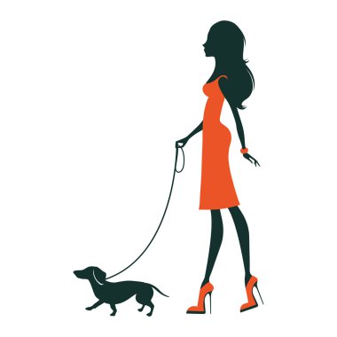 Dachshund güzel kadınla gösteren resim