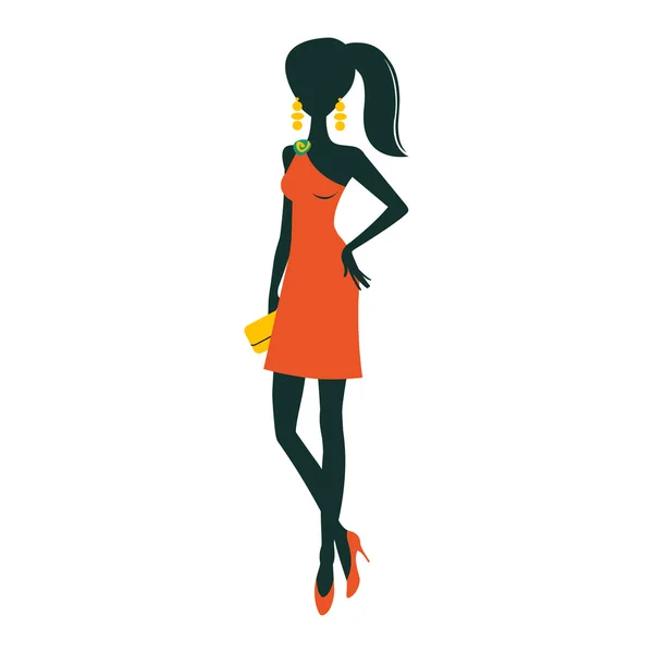 Chic fiesta chica posando — Vector de stock