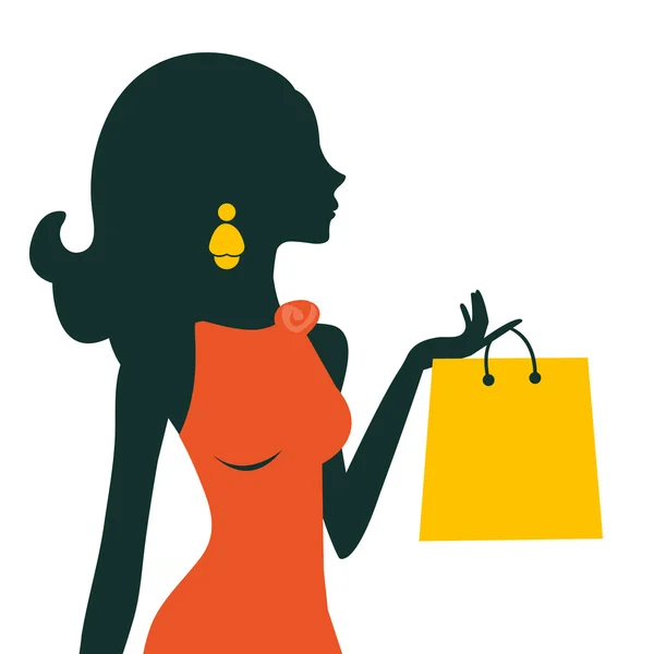 Belle femme shopping — Image vectorielle