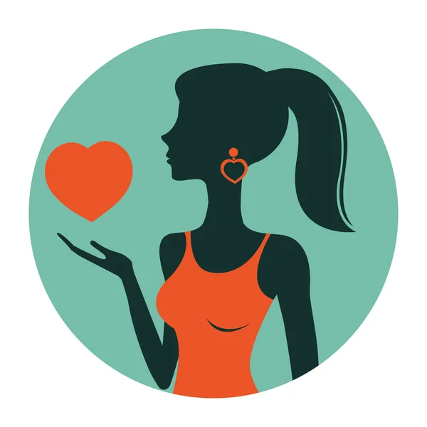 Ilustrace krásné ženy držící srdce — Stockový vektor