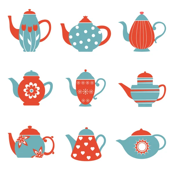 Колекція барвистих чайних горщиків — стоковий вектор