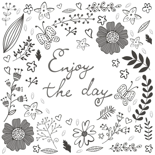 Όμορφη Απολαύστε την ημέρα έννοια floral κάρτα — Διανυσματικό Αρχείο
