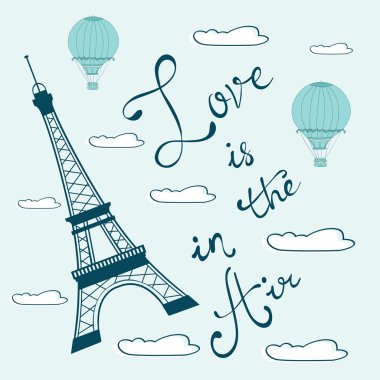 Havada aşktır. Eyfel Kulesi ve karakterlerine kavramı kartı