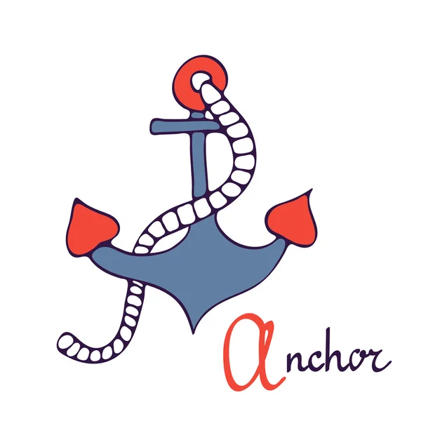 Nautical anchor. A is for Anchor. — Stock Vector