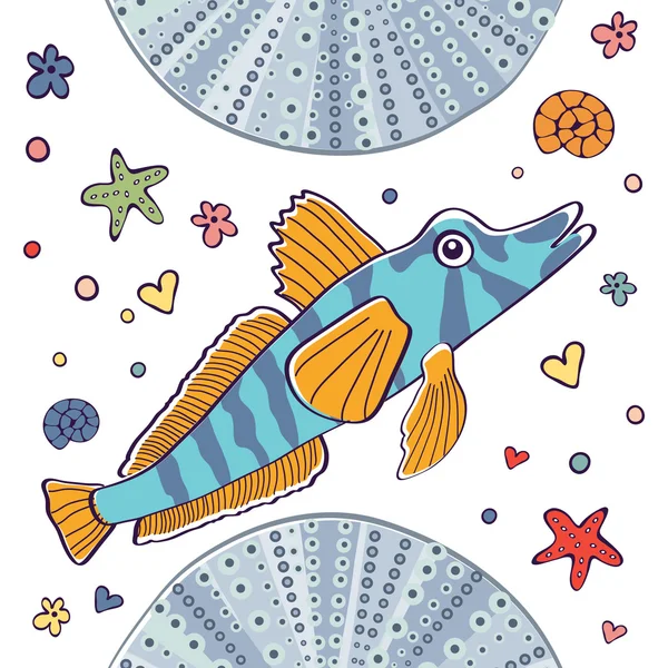 Illustrazione di I è per Icefish — Vettoriale Stock