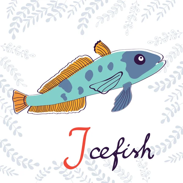 Ilustración de I es para Icefish — Vector de stock