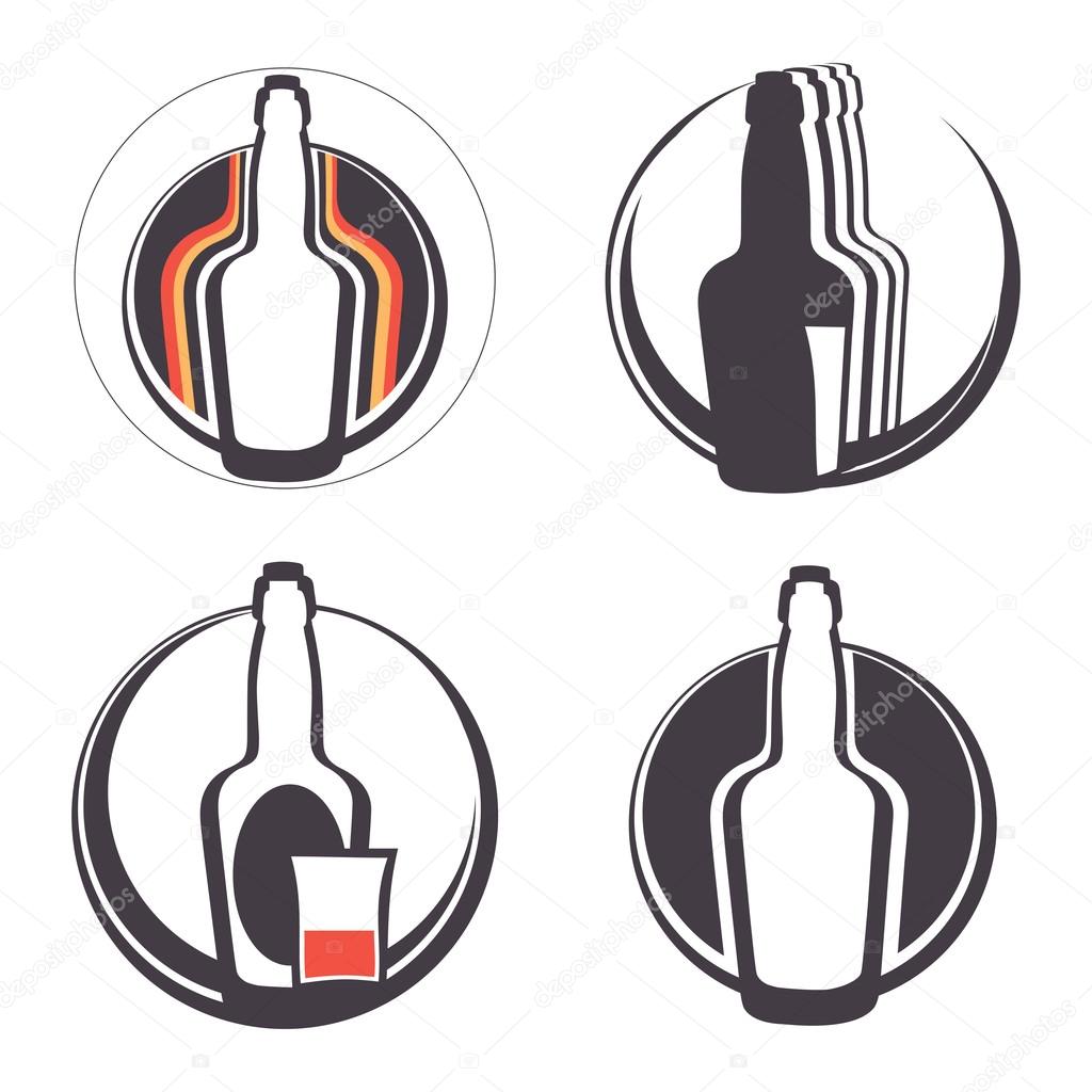 Stylish collection of alcohol emblems. Illustration in vector format