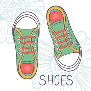 An illustration of fashionable girl trainers clipart