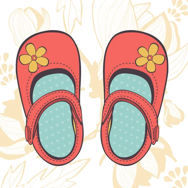 Illustration de belles chaussures de bébé fille — Image vectorielle