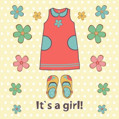 Güzel bebek duş kartı için bir bebek kız duyuru