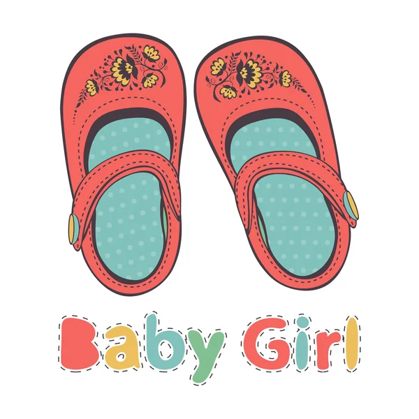 Illustration of beautiful baby girl shoes — Stock Vector