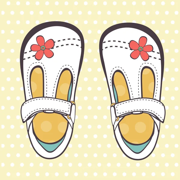 Ilustración de hermosos zapatos de bebé niña — Vector de stock