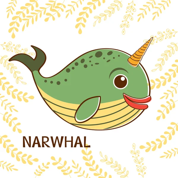 Нарвал - единорог моря — стоковый вектор