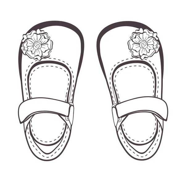 Ilustración de hermosos zapatos de bebé niña — Vector de stock