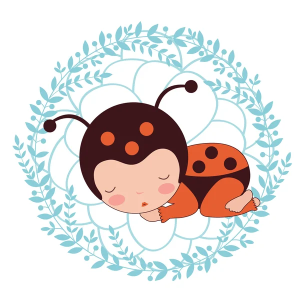 A beautiful ladybug baby card — Stock Vector